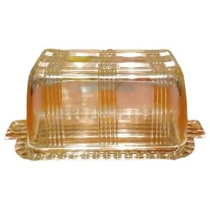 Vintage Hazel-Atlas "Criss Cross" clear depression glass covered butter dish!